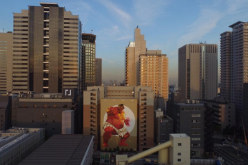 Japonya’da 20 katlık bir Street Fighter grafittisi