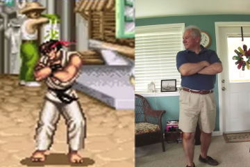 Street Fighter II’nin zafer pozlarını canlandıran bir baba